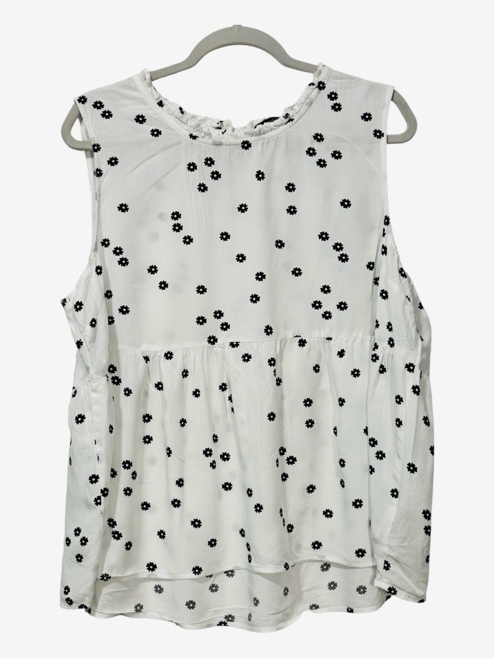 Harve Benard White Tank Top with Black Floral Print